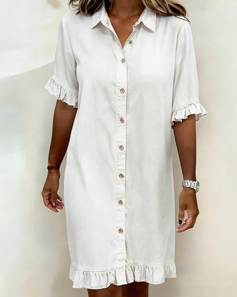 Marvelle | Comfortable Denim Dress with Flattering Ruching