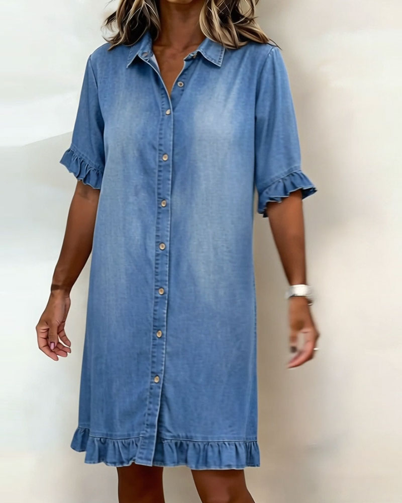 Marvelle | Comfortable Denim Dress with Flattering Ruching