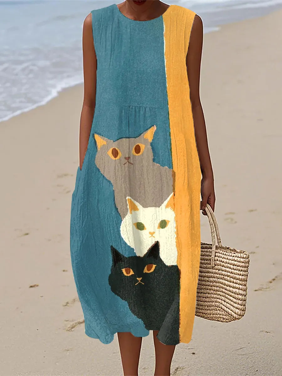 Paisley | Funny Cats Art Print Vintage Dress