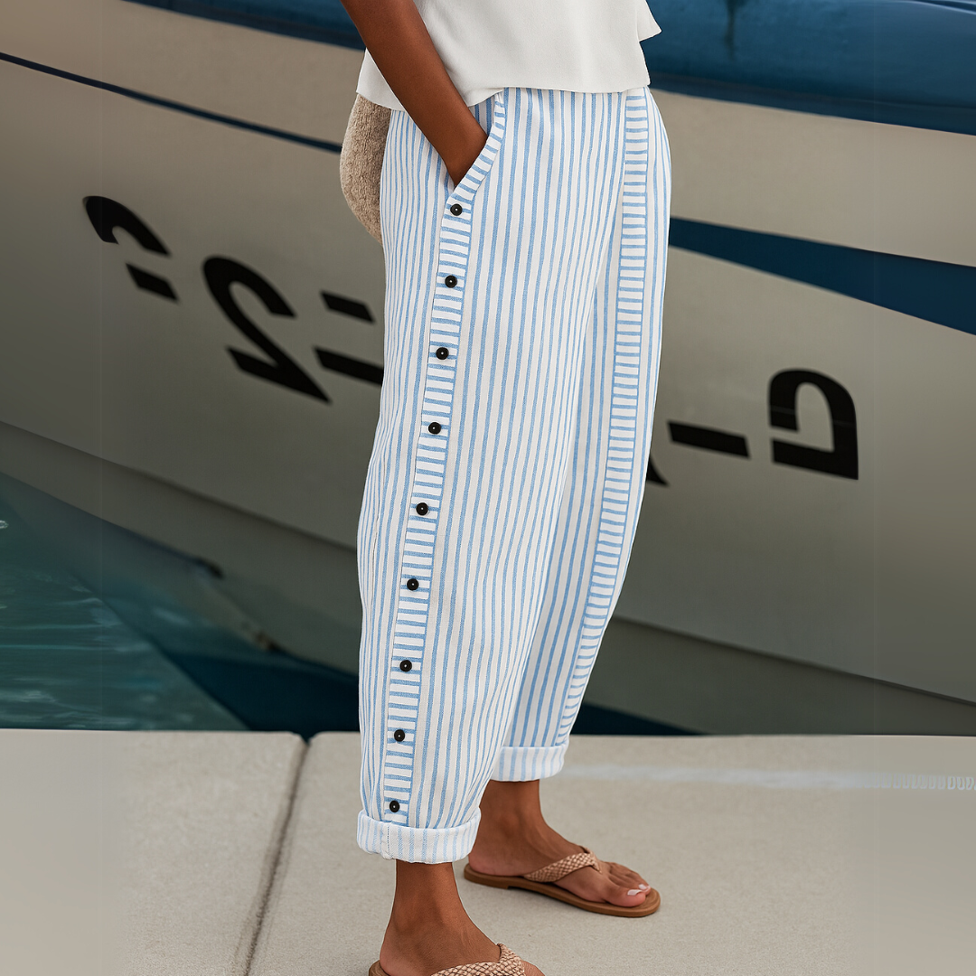 Valerie  | Stylish Striped Button Pants
