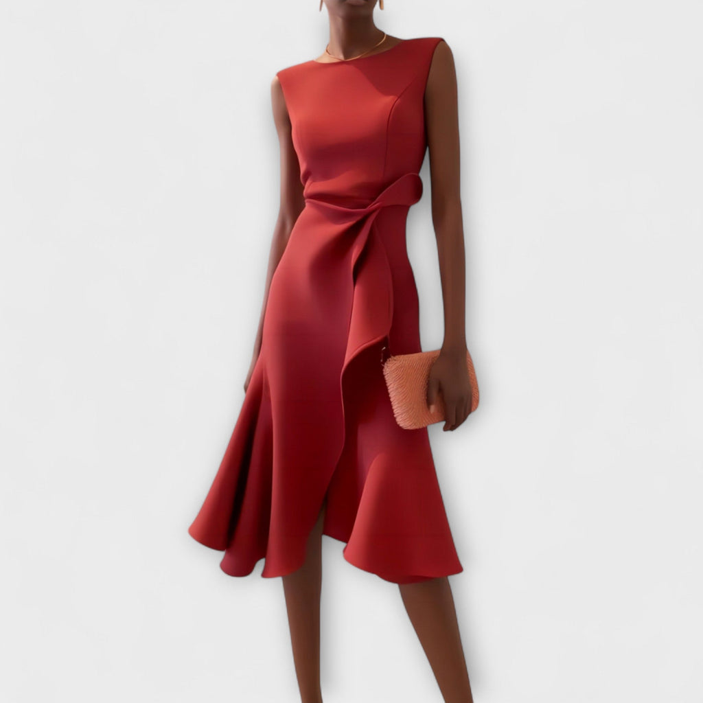 Karen | Women’s Draped Asymmetric Midi Dress