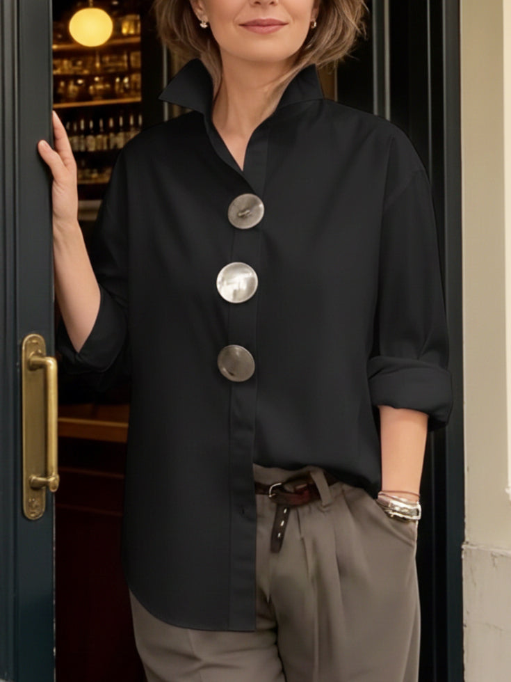 Dolores | Statement Button Stand Collar Blouse