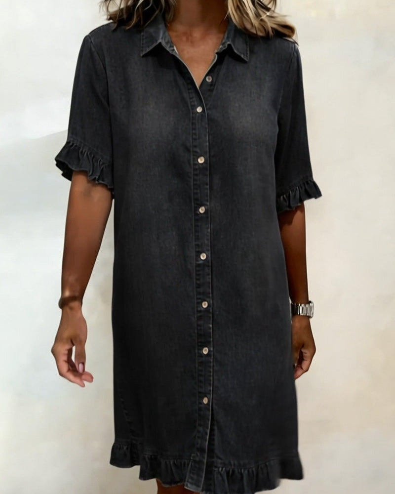 Marvelle | Comfortable Denim Dress with Flattering Ruching