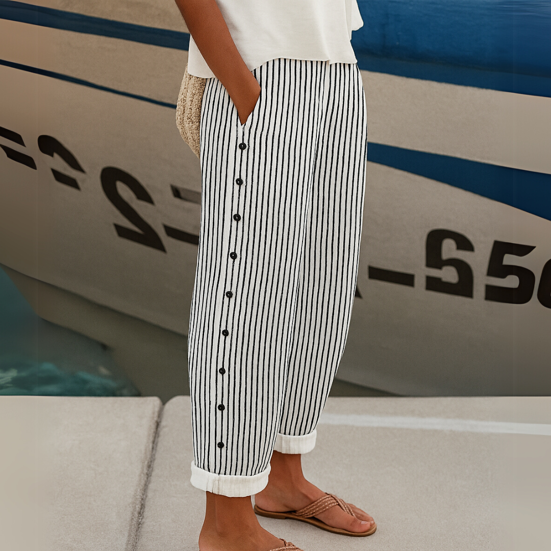 Valerie  | Stylish Striped Button Pants