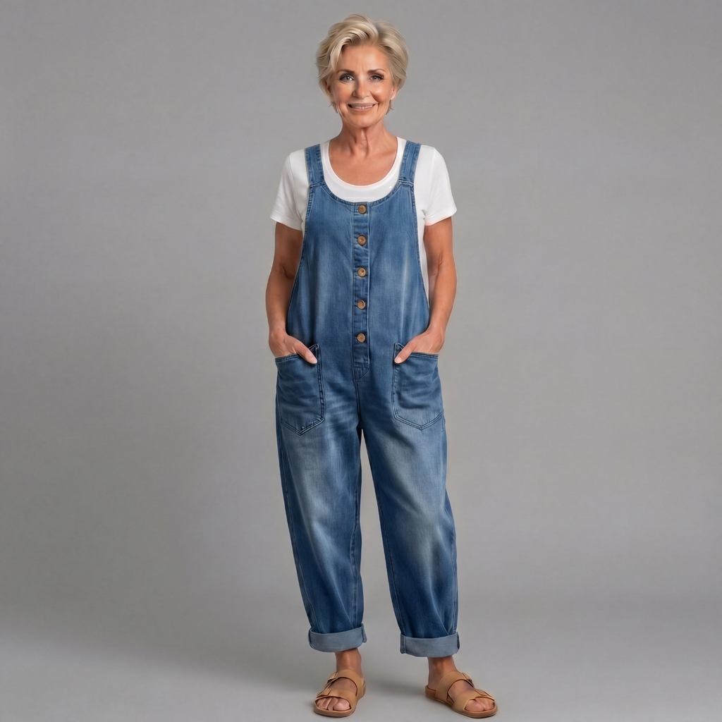 Denise | Vintage Washed Cotton Denim Overalls