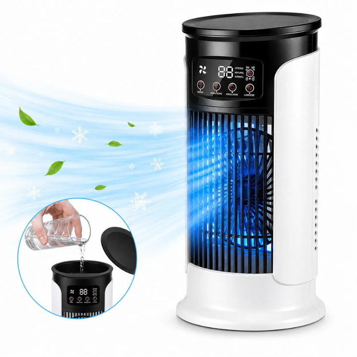 3-in-1 Portable Air Cooler with Misting and LED Lighting