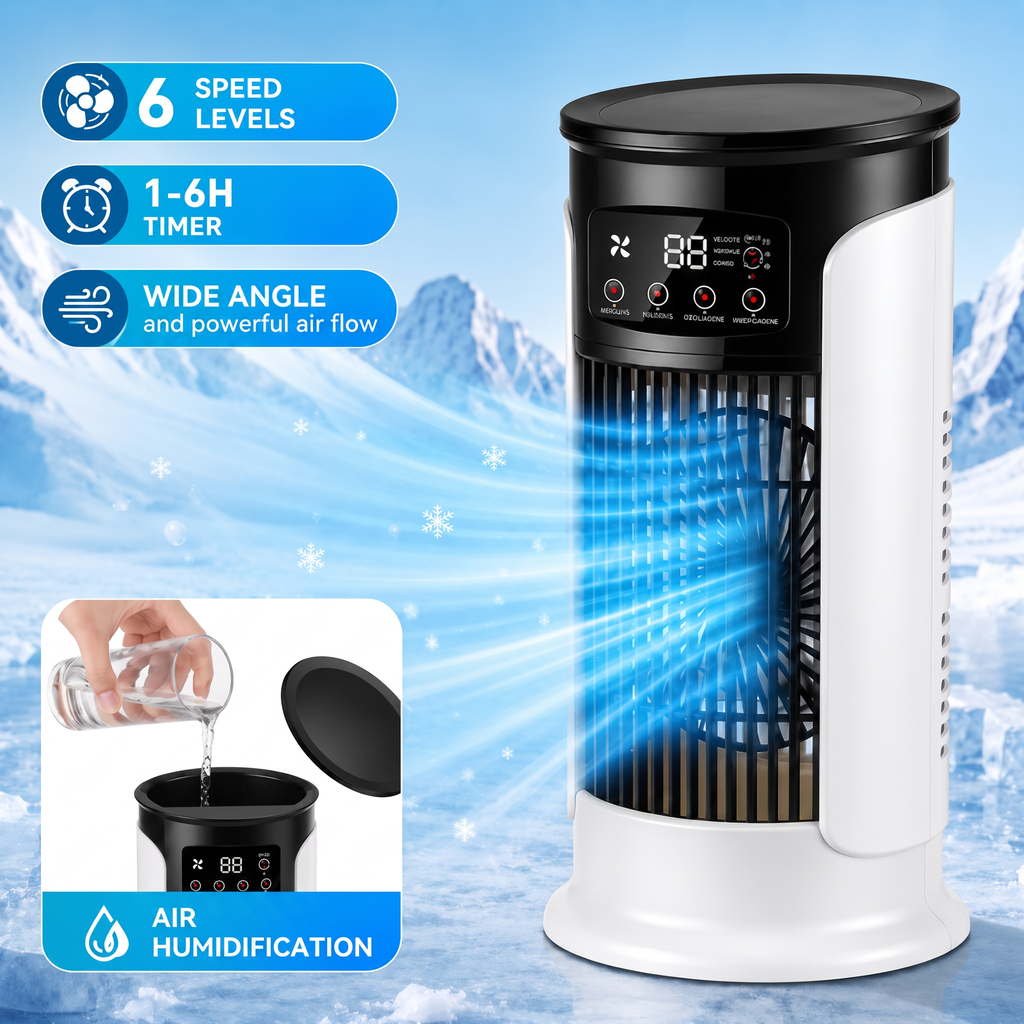 3-in-1 Portable Air Cooler with Misting and LED Lighting