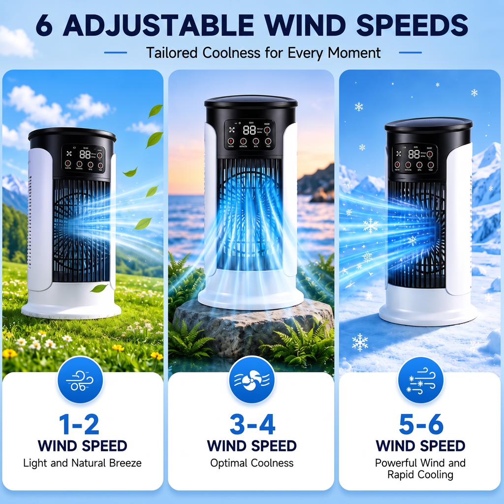 3-in-1 Portable Air Cooler with Misting and LED Lighting