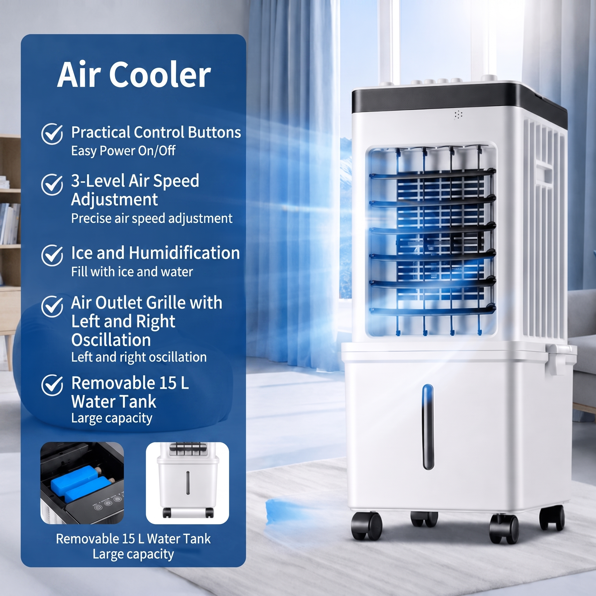 3-in-1 Portable Air Cooler With Remote Control