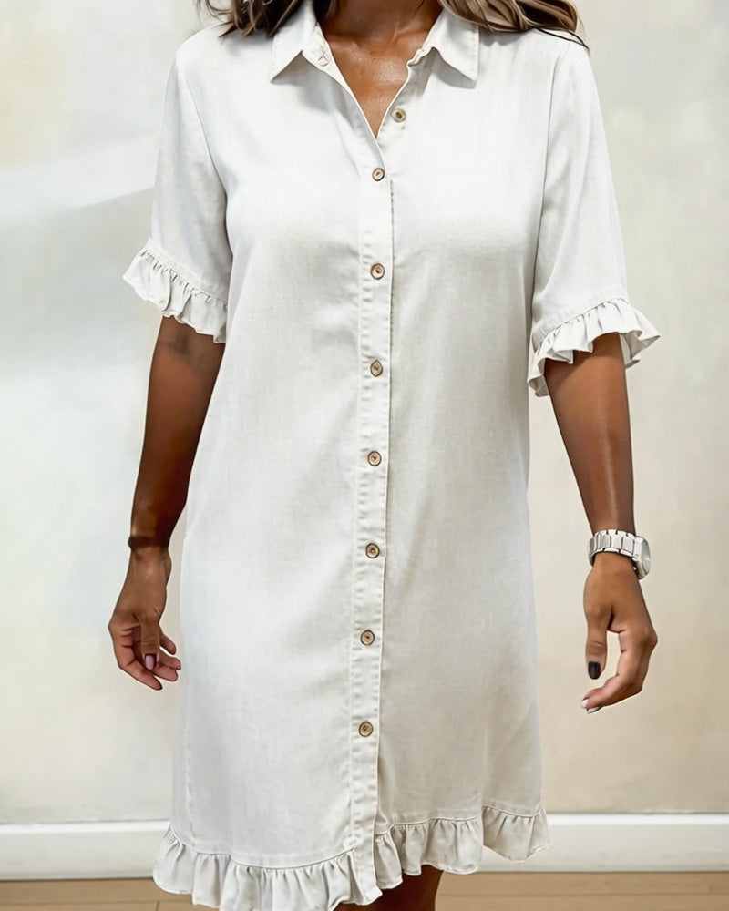 Marvelle | Comfortable Denim Dress with Flattering Ruching