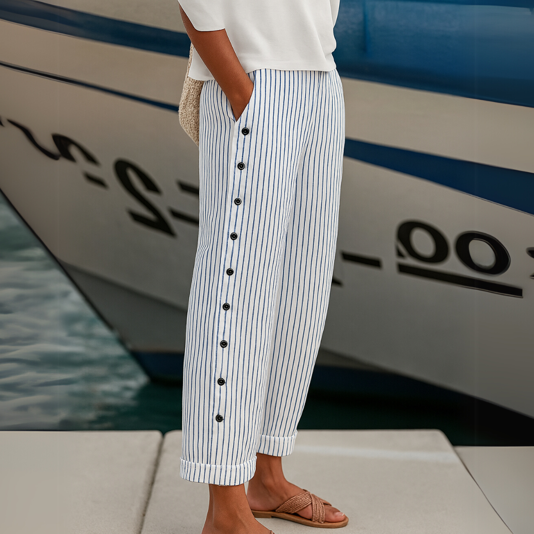 Valerie  | Stylish Striped Button Pants