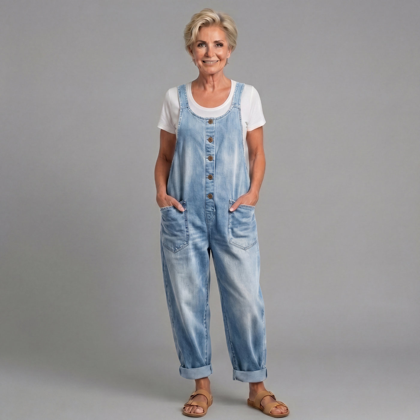 Denise | Vintage Washed Cotton Denim Overalls