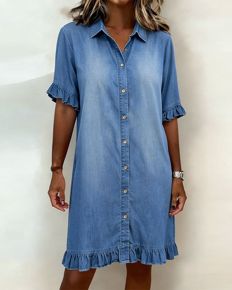 Marvelle | Comfortable Denim Dress with Flattering Ruching