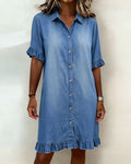 Marvelle | Comfortable Denim Dress with Flattering Ruching