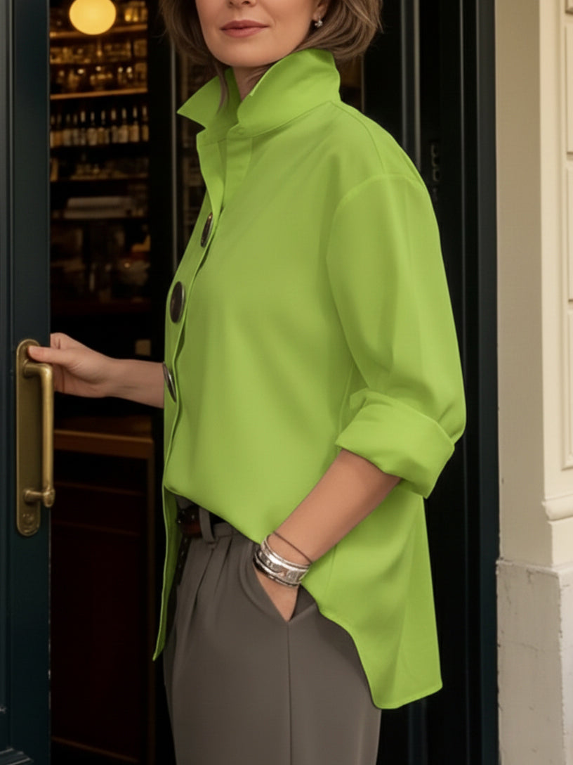 Dolores | Statement Button Stand Collar Blouse
