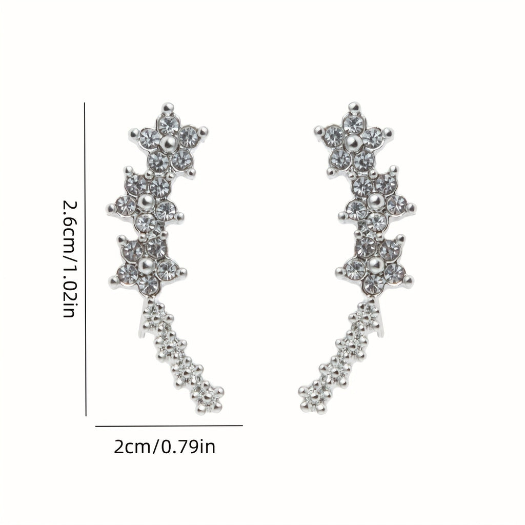 FLORAL RHINESTONE GOLD EARRINGS