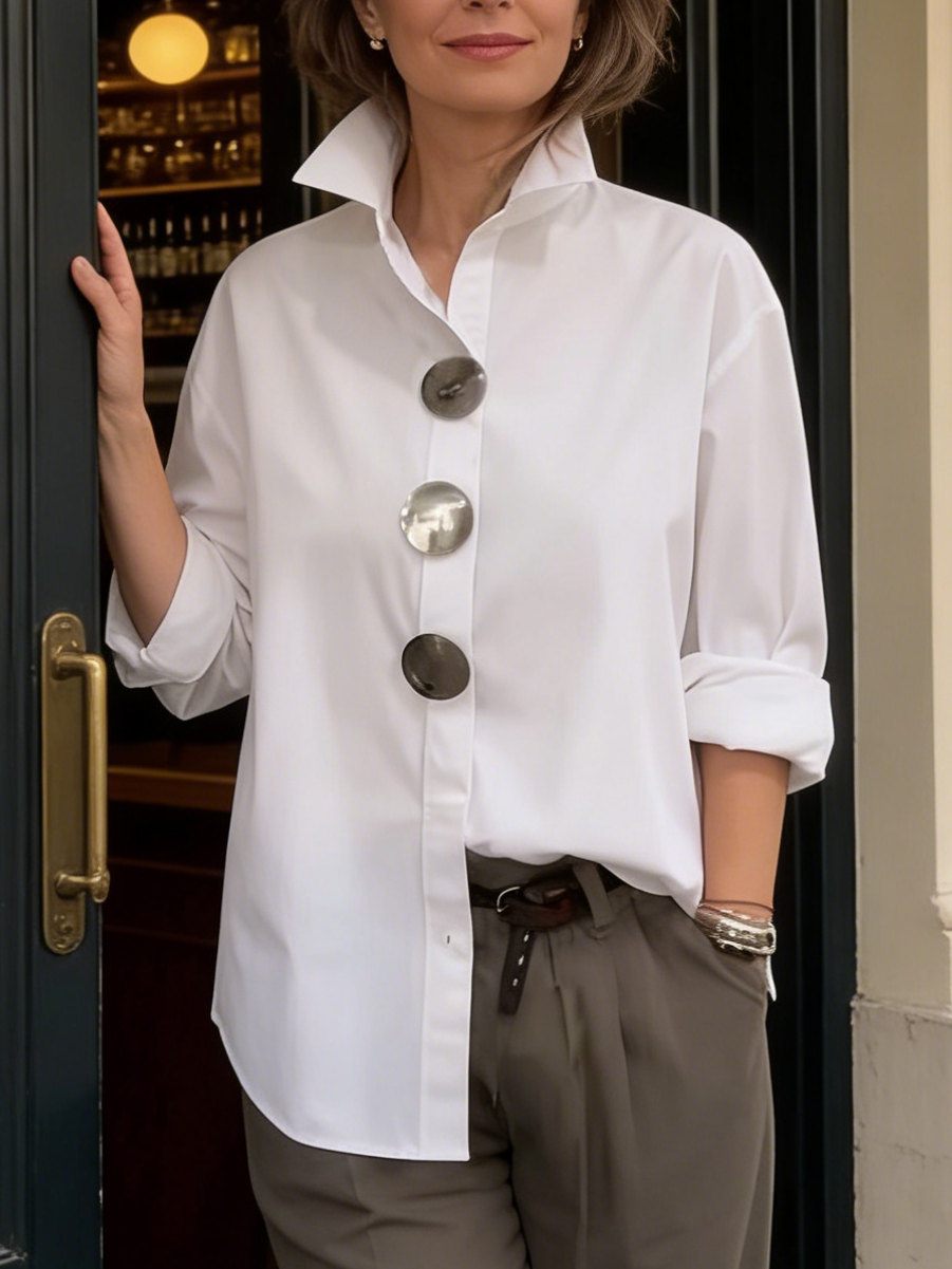 Dolores | Statement Button Stand Collar Blouse