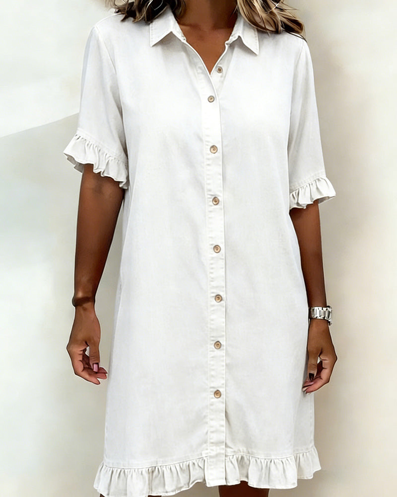 Marvelle | Comfortable Denim Dress with Flattering Ruching