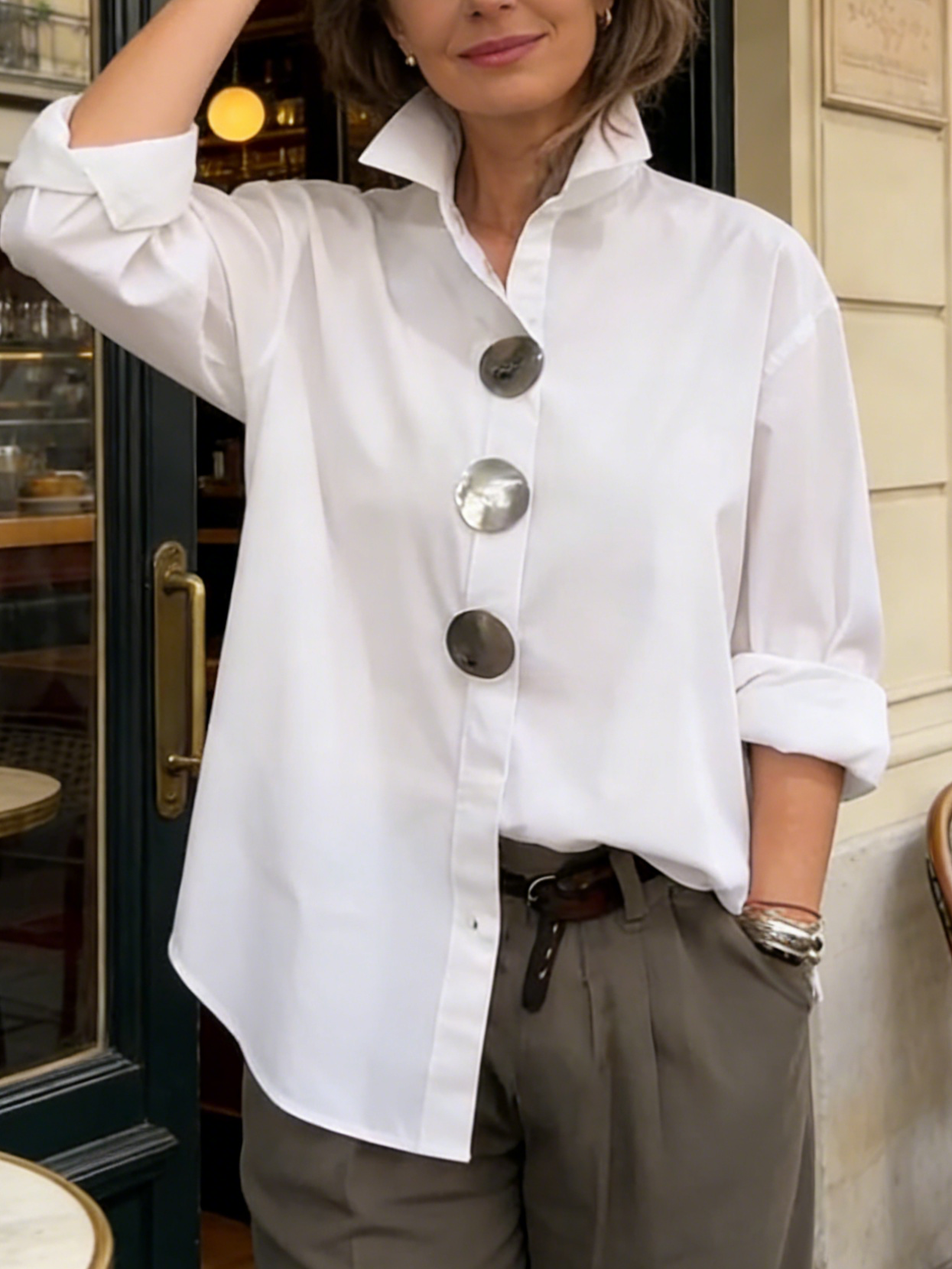 Dolores | Statement Button Stand Collar Blouse