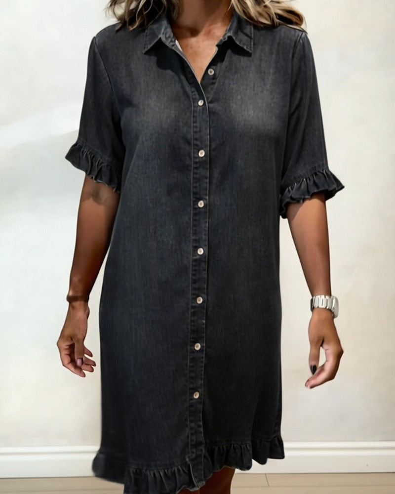 Marvelle | Comfortable Denim Dress with Flattering Ruching