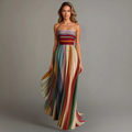 Marnie | Strapless Pleated Colourful Maxi Summer Dress