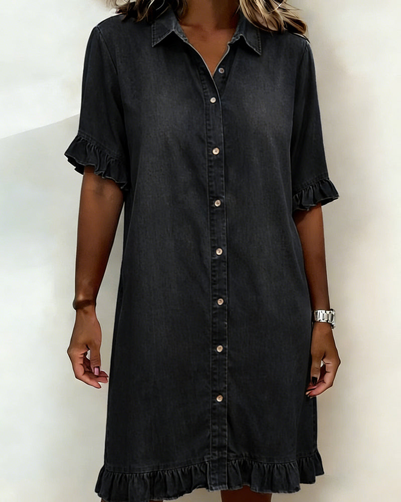 Marvelle | Comfortable Denim Dress with Flattering Ruching