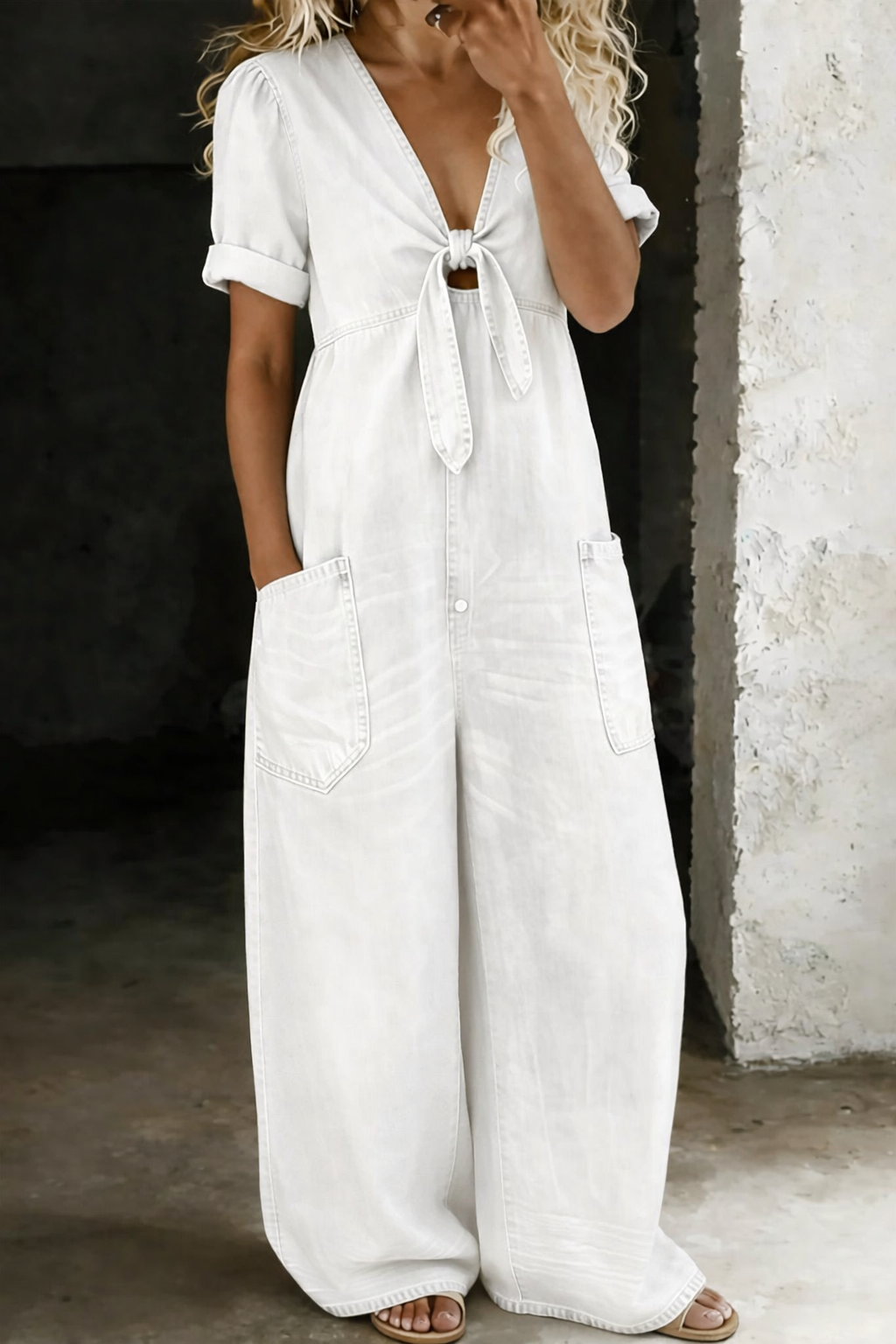 Lizzie | V-neck Jumpsuit with Short Sleeves