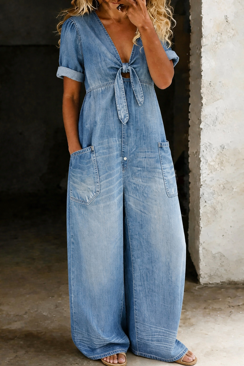 Lizzie | V-neck Jumpsuit with Short Sleeves