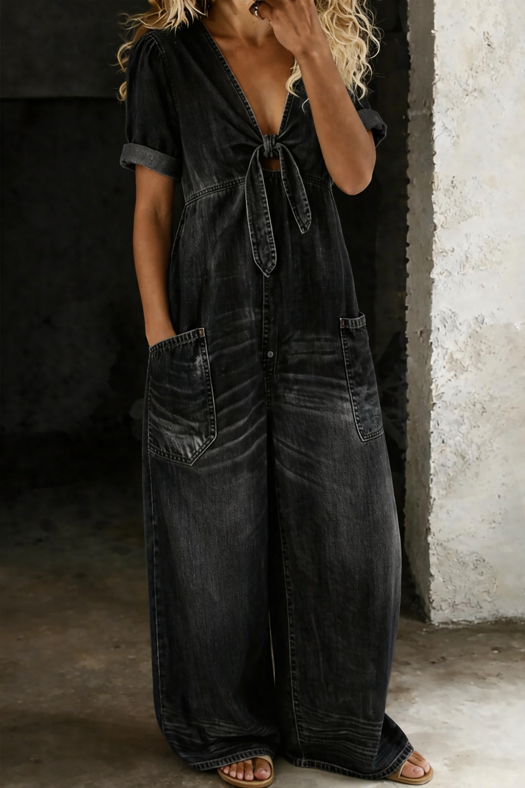 Lizzie | V-neck Jumpsuit with Short Sleeves