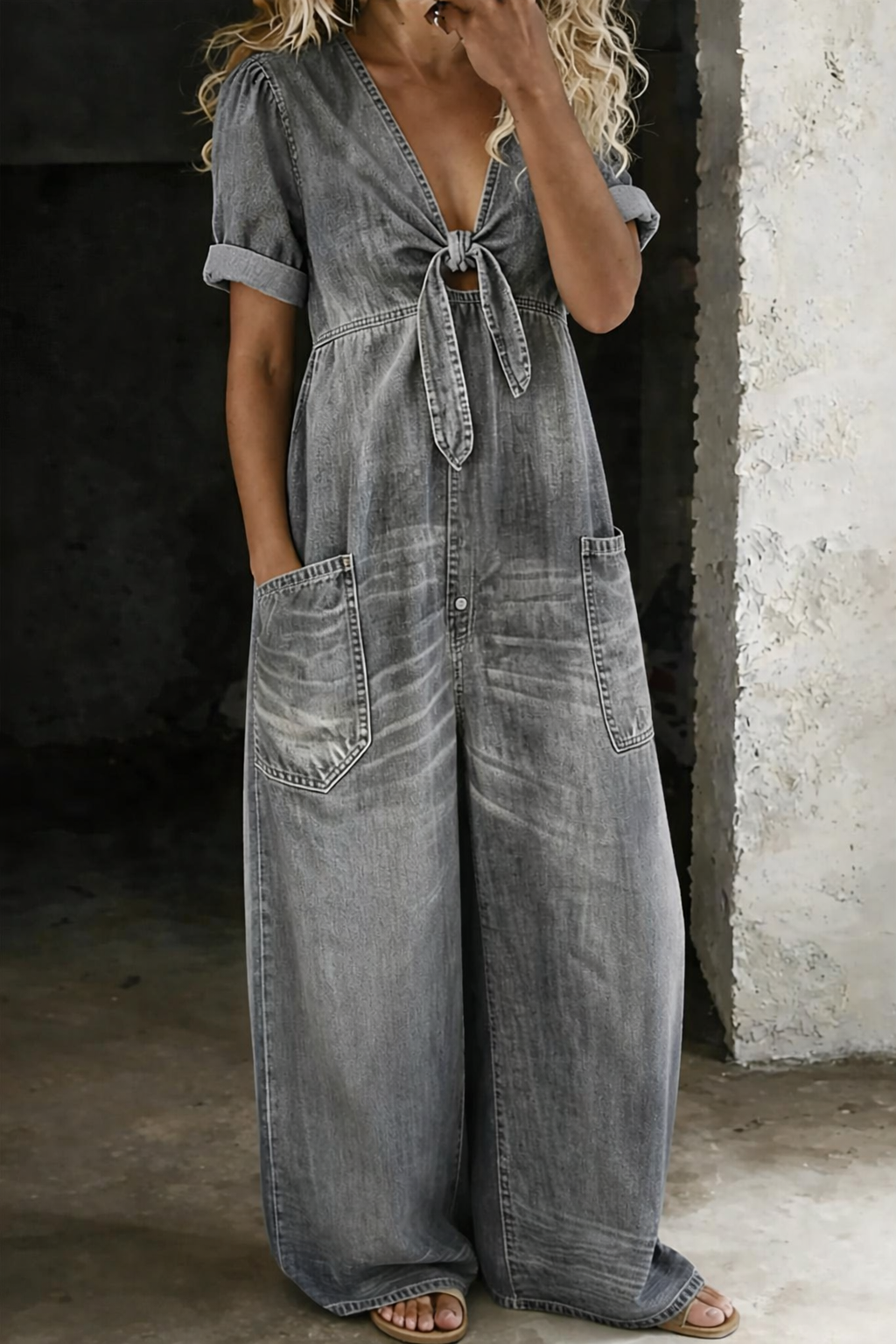 Lizzie | V-neck Jumpsuit with Short Sleeves