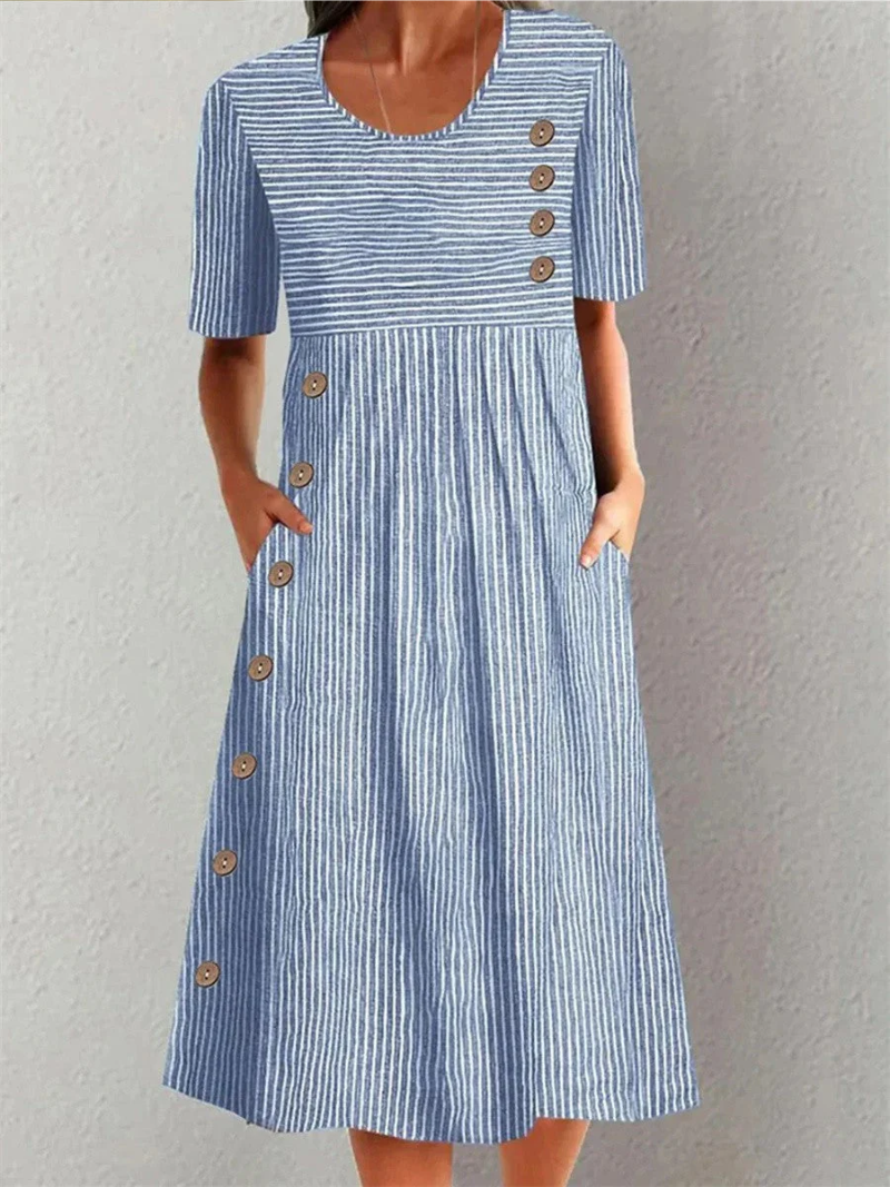 Nance | Elegant Striped Midi Dress