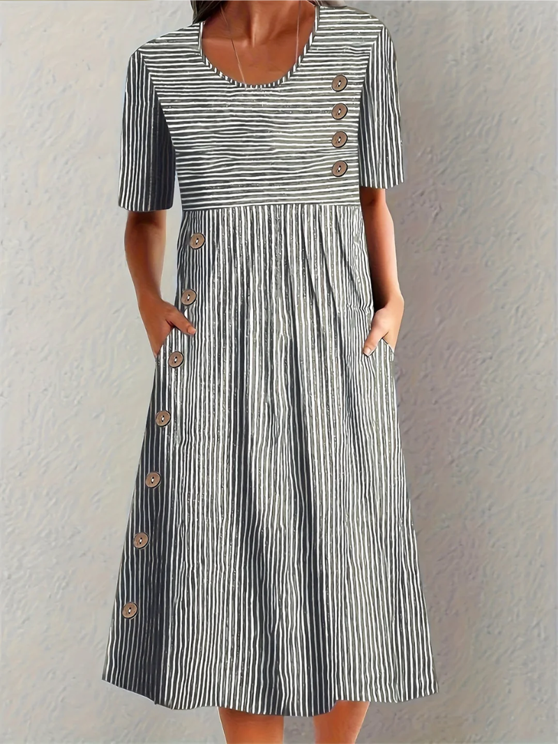 Nance | Elegant Striped Midi Dress