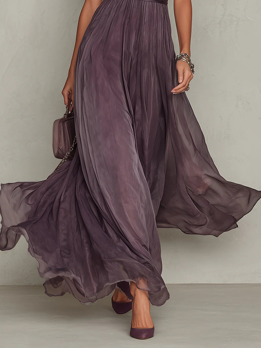 Norene | Vintage Elegant Chiffon Maxi Dress