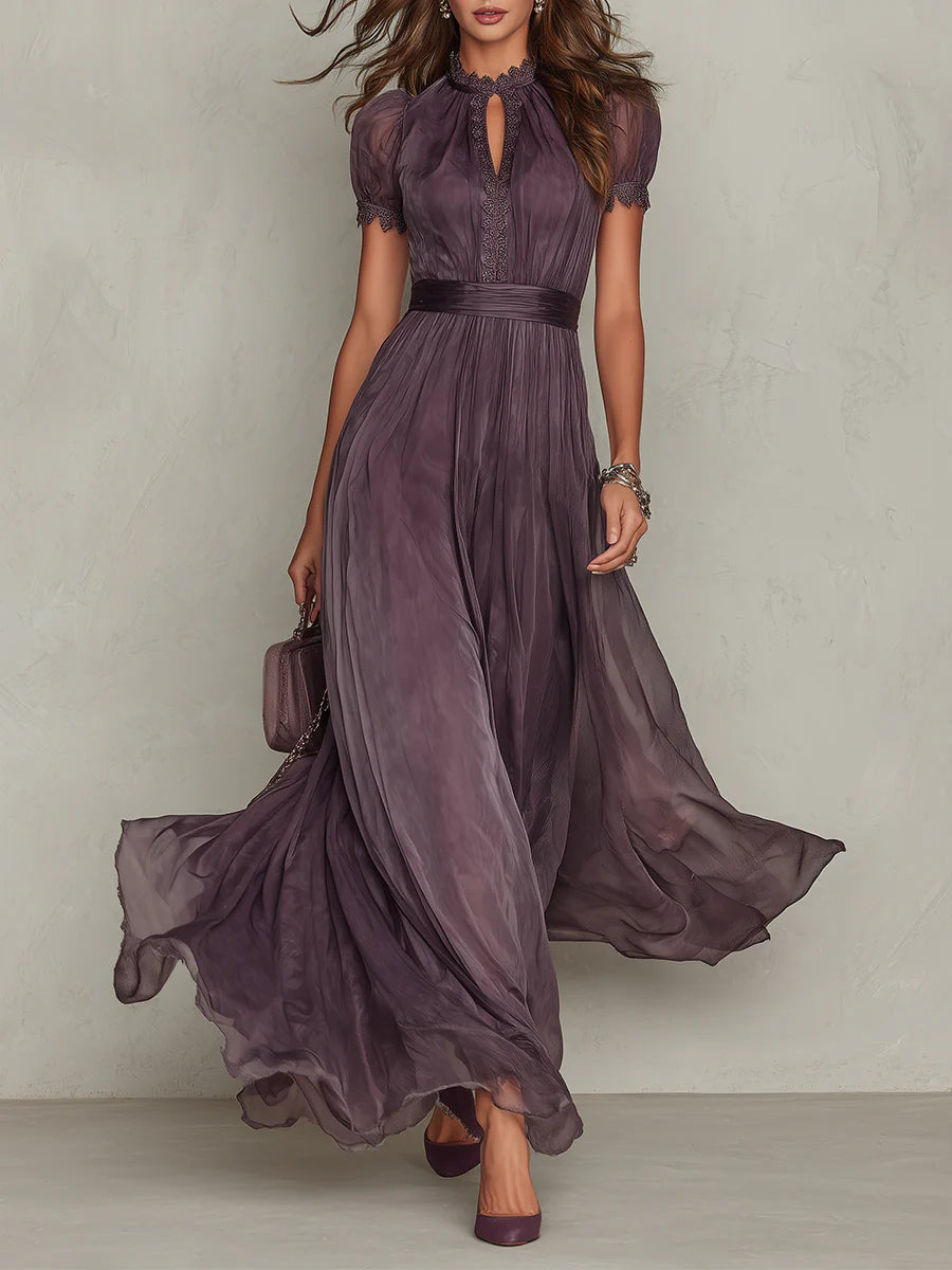 Norene | Vintage Elegant Chiffon Maxi Dress