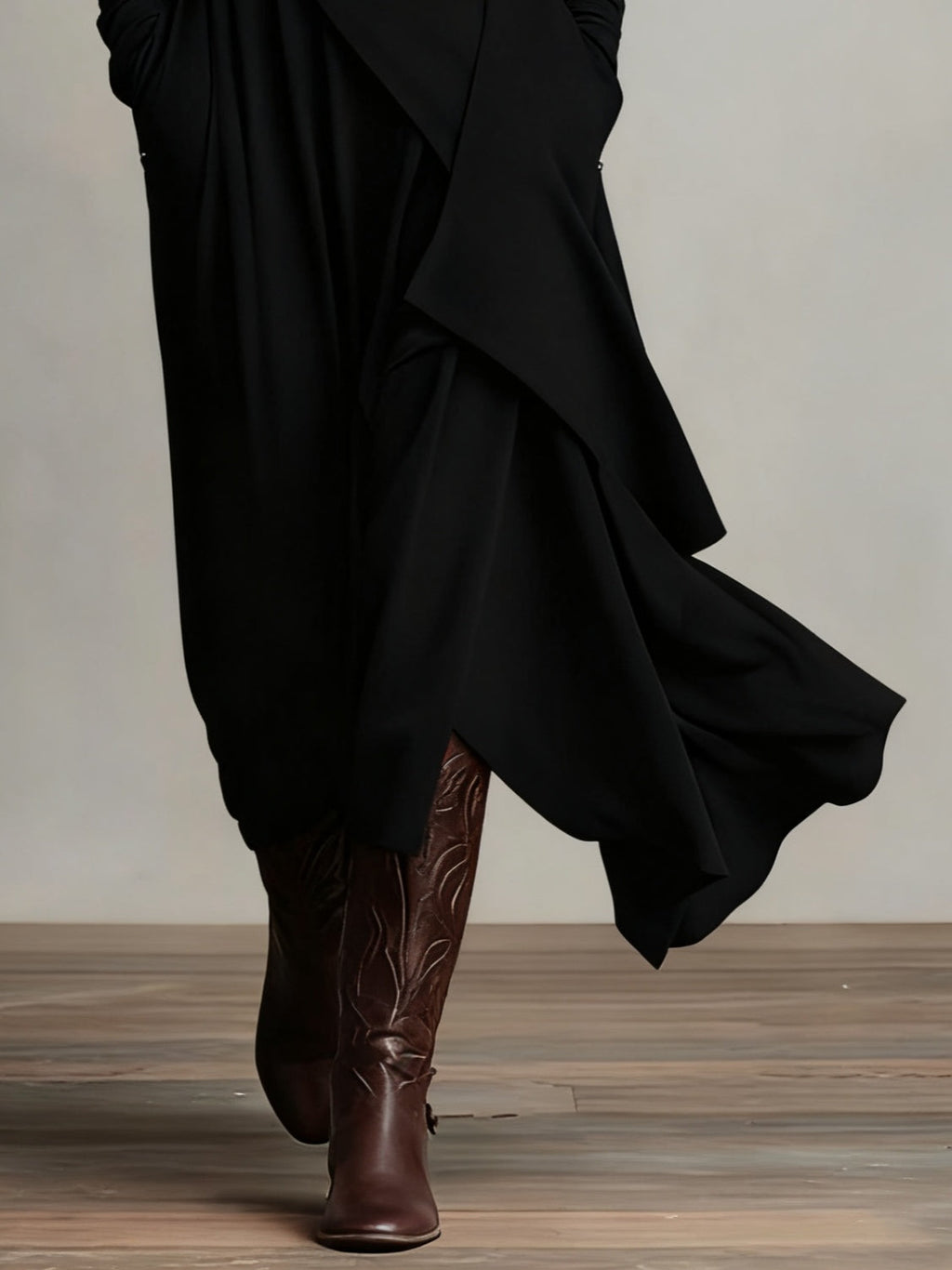Purple High-neck Asymmetrical Pleated Maxi Dress（Necklace not included）