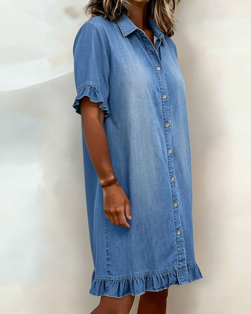 Marvelle | Comfortable Denim Dress with Flattering Ruching