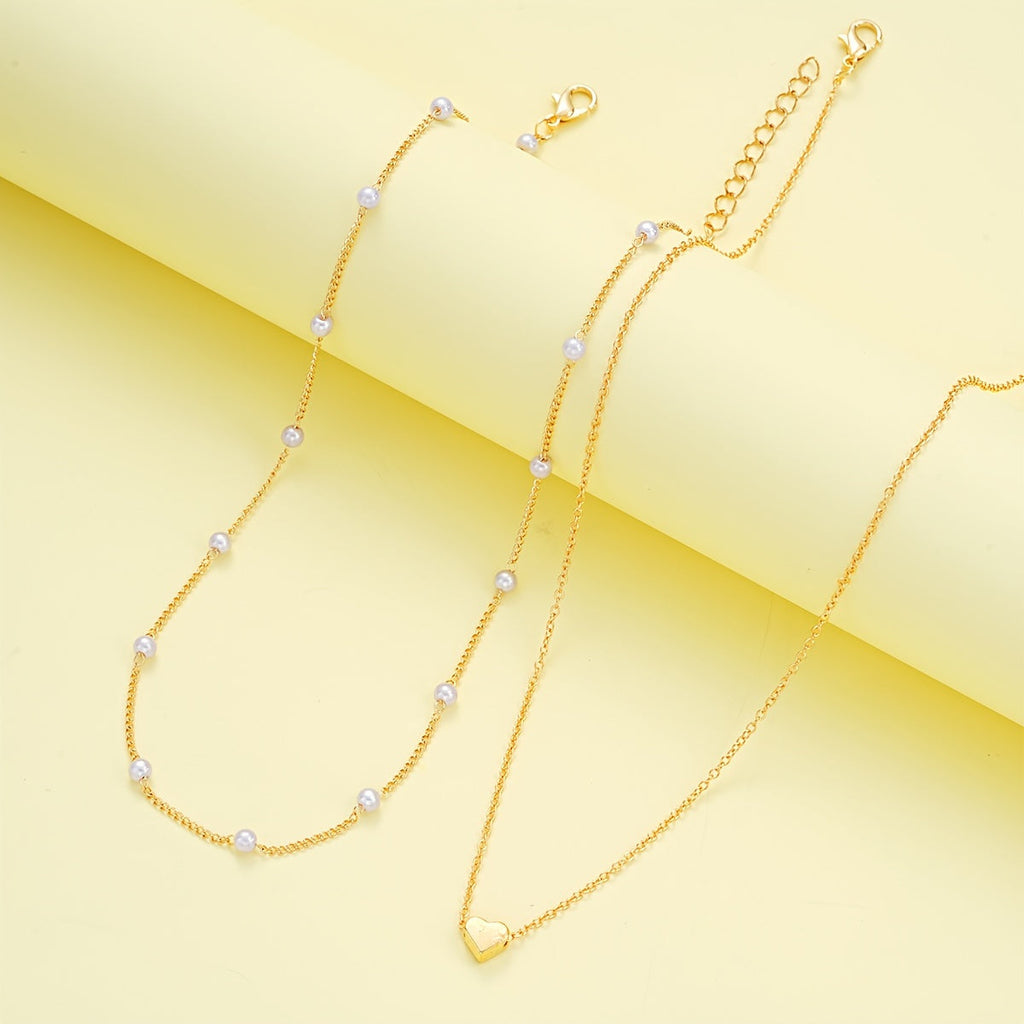 SIMPLE HEART NECKLACE & BRACELET SET