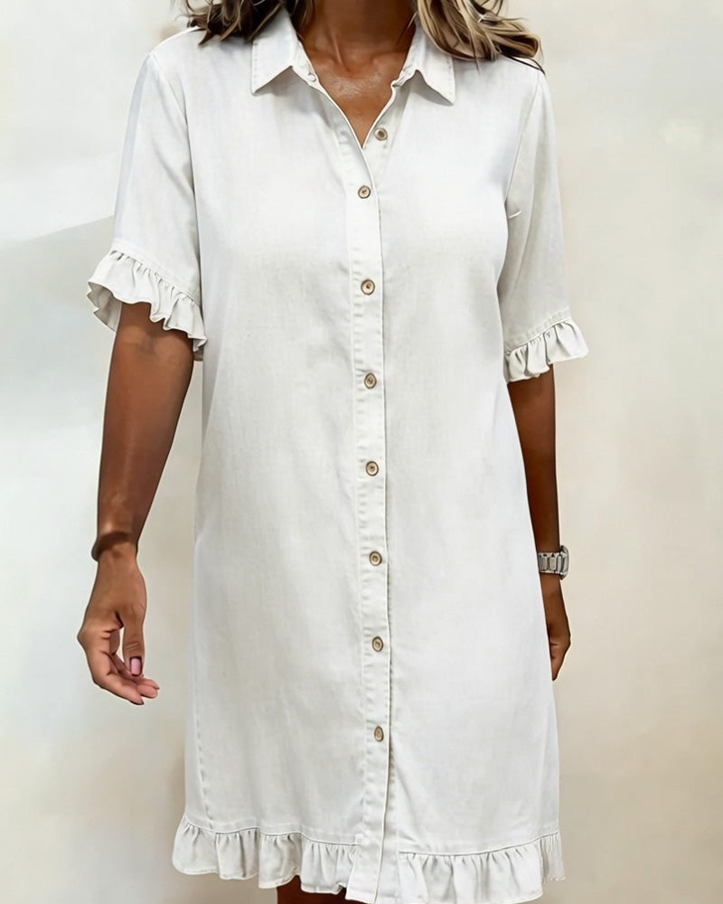 Marvelle | Comfortable Denim Dress with Flattering Ruching
