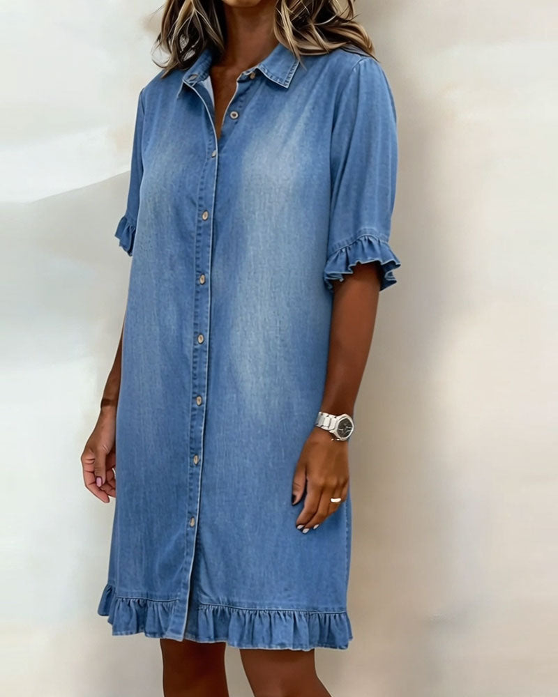 Marvelle | Comfortable Denim Dress with Flattering Ruching