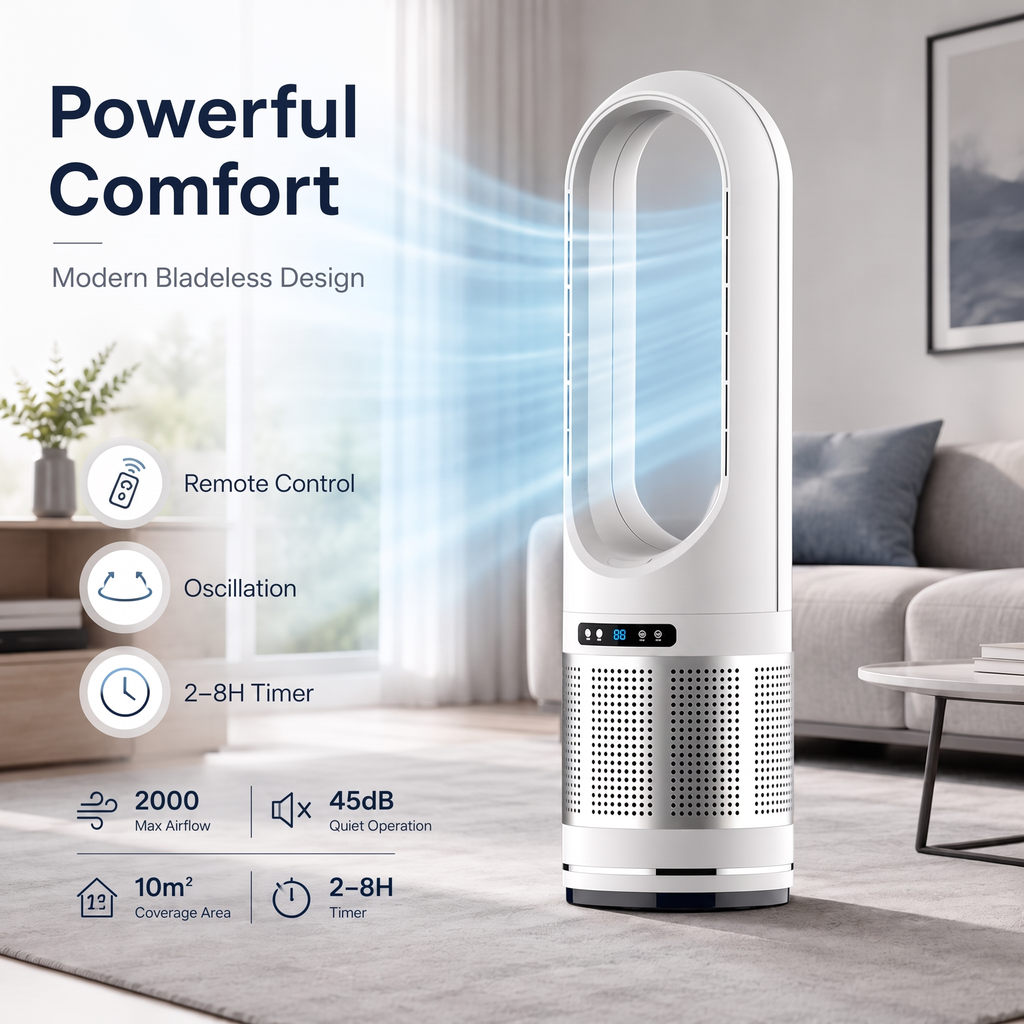 Bladeless Tower Fan With Remote Control