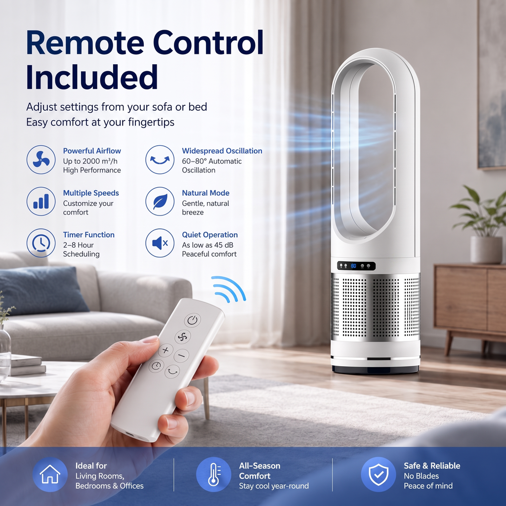 Bladeless Tower Fan With Remote Control
