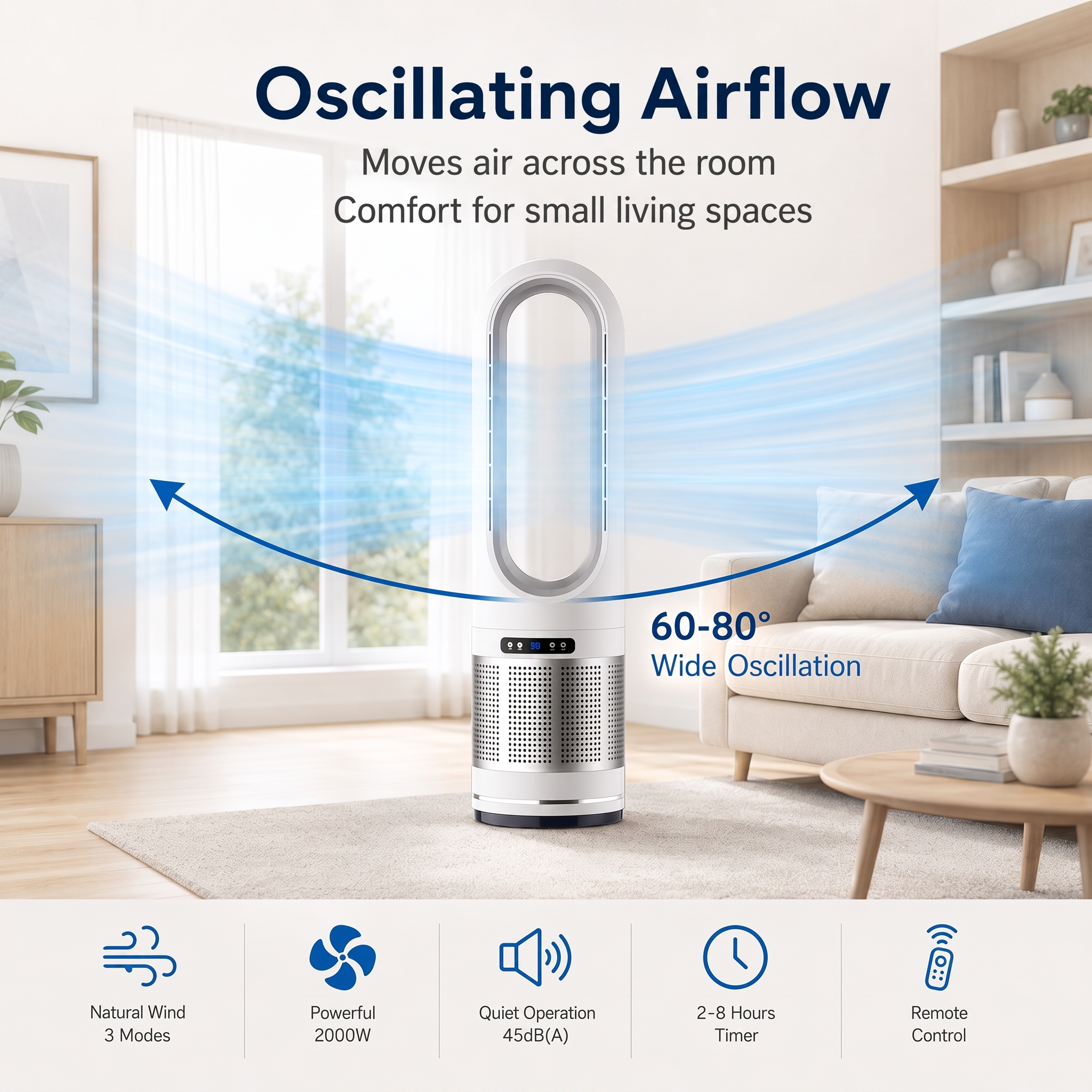 Bladeless Tower Fan With Remote Control