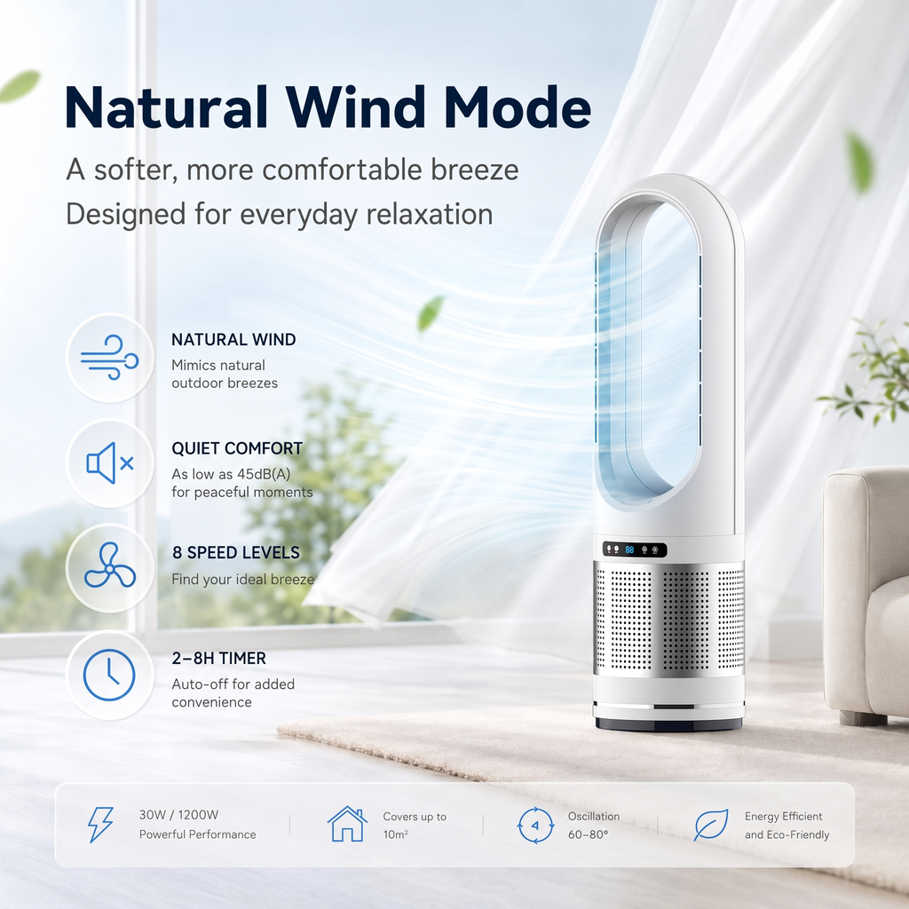 Bladeless Tower Fan With Remote Control