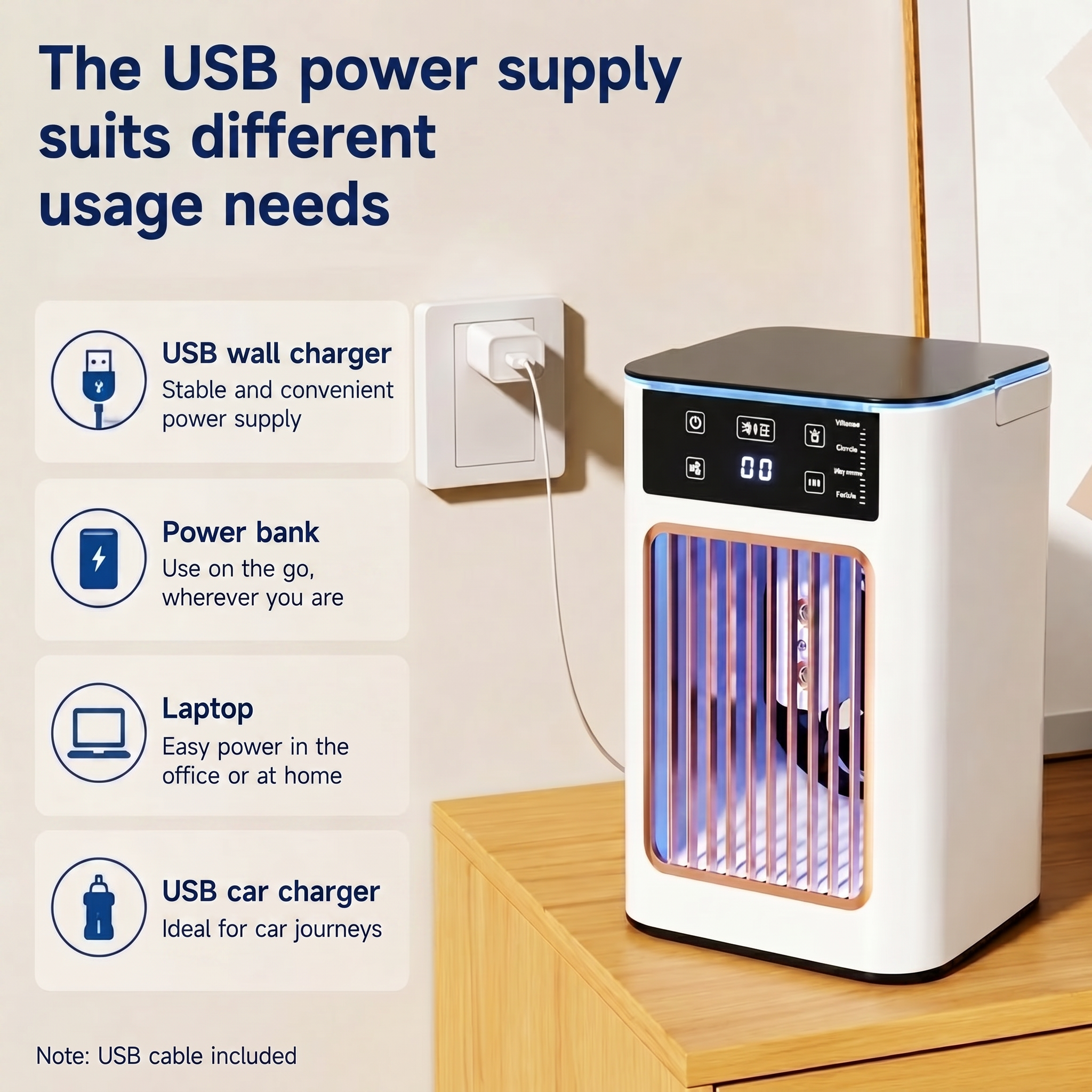 Compact USB Air Cooler with Misting Function