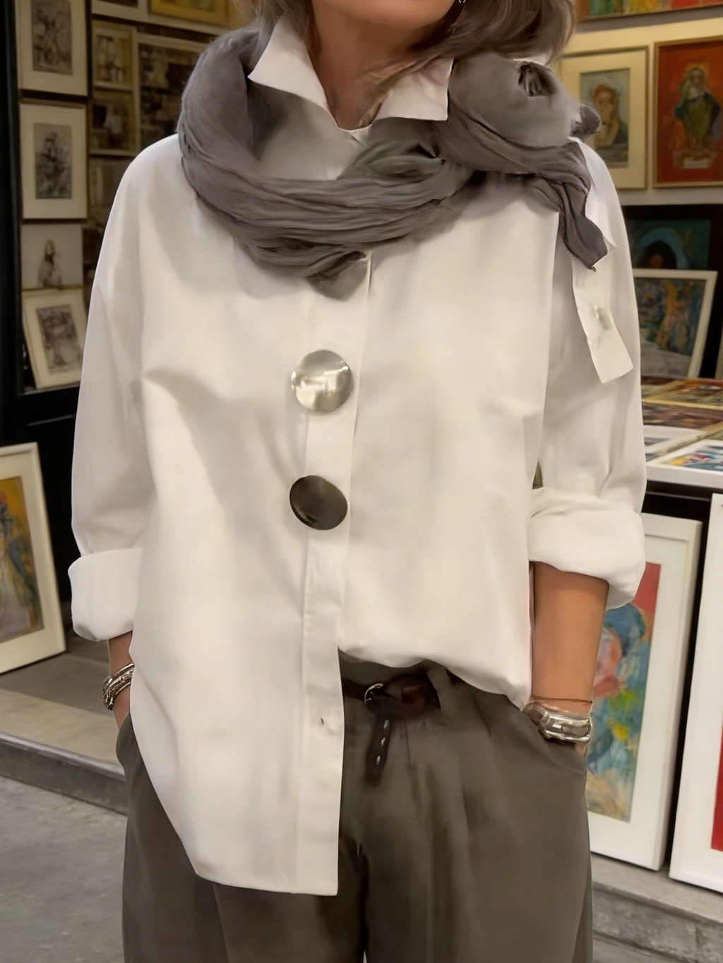 Dolores | Statement Button Stand Collar Blouse