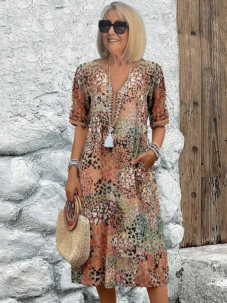 Theresa  | Vibrant Midi Dress Tummy Coverage