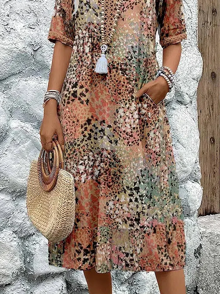 Theresa  | Vibrant Midi Dress Tummy Coverage