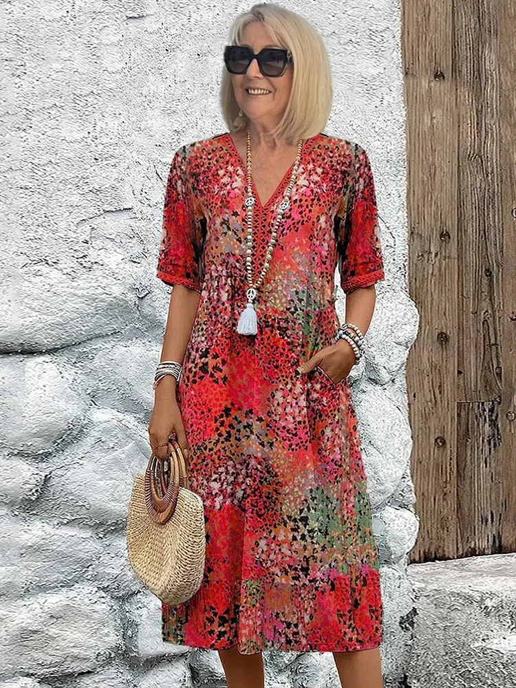 Theresa  | Vibrant Midi Dress Tummy Coverage