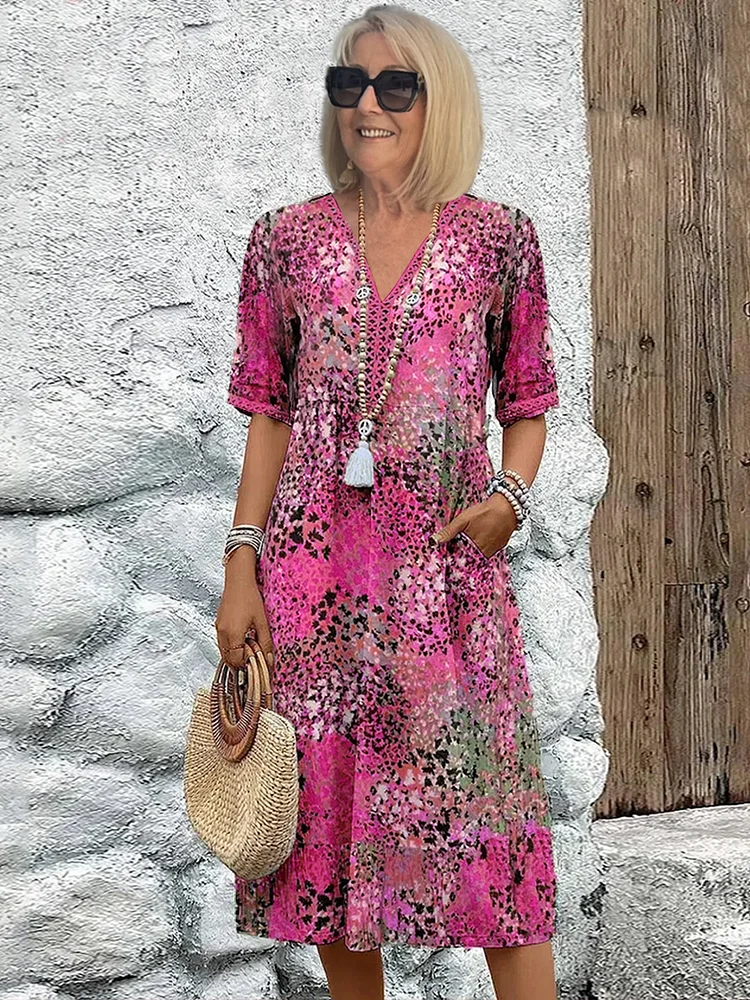 Theresa  | Vibrant Midi Dress Tummy Coverage