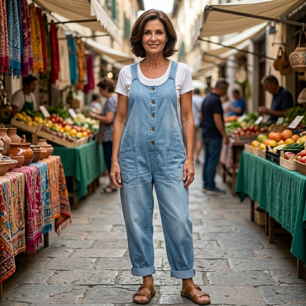 Denise | Vintage Washed Cotton Denim Overalls